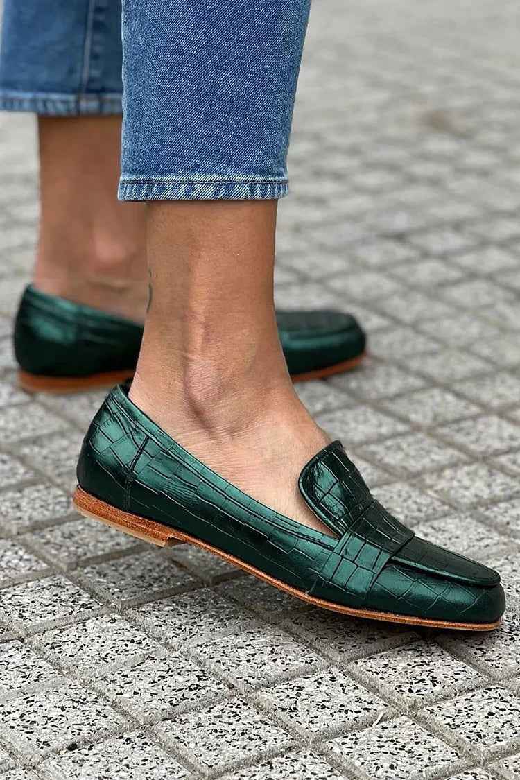 Krokodilloafer - Loafers i Krokodilmönster, Ultra-Slimmad Instegsmodell
