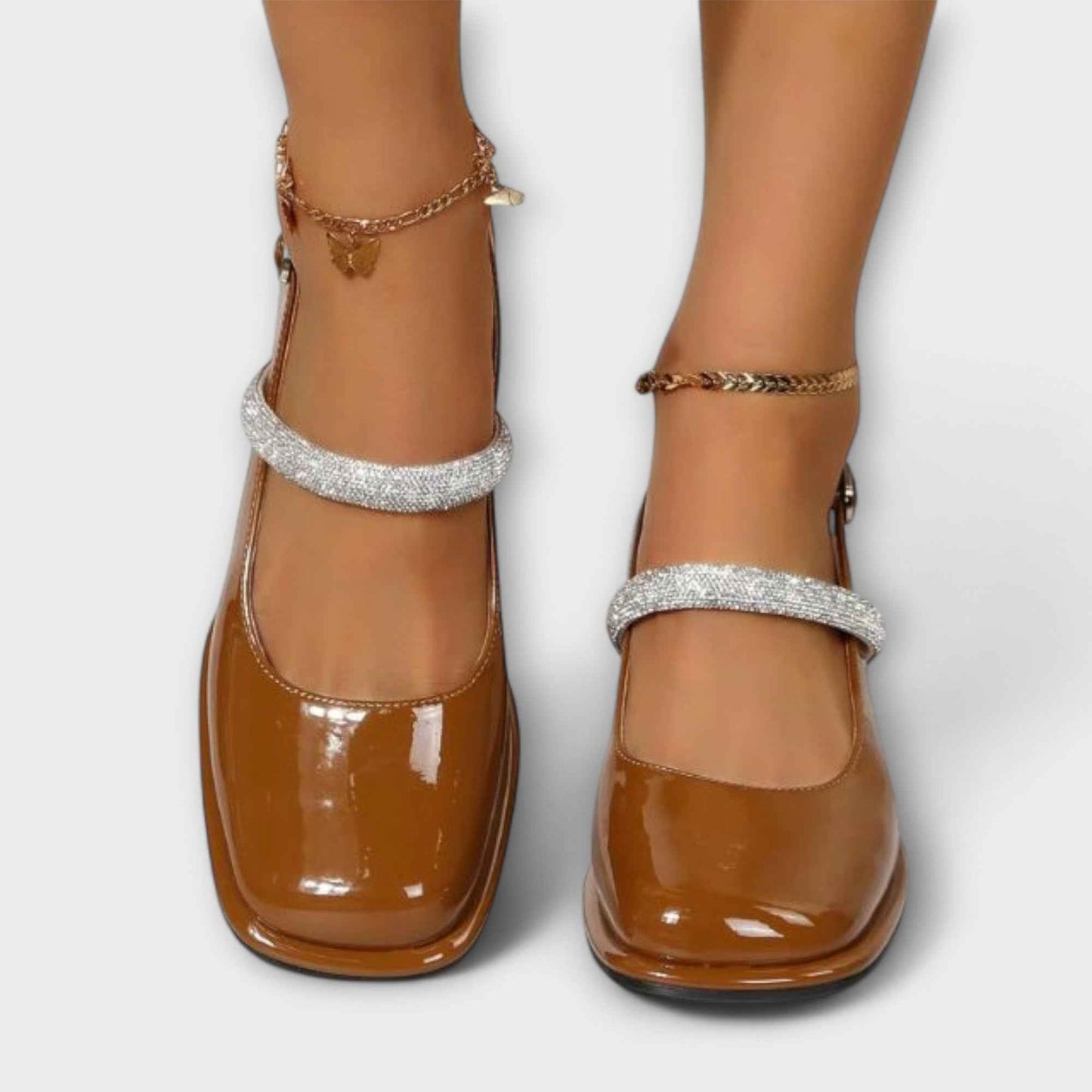 Celandra - Glittrande Mary Janes med Blockklack