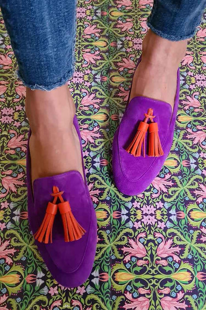 Lilaloafer - Eleganta Lila Loafers med Tofskant