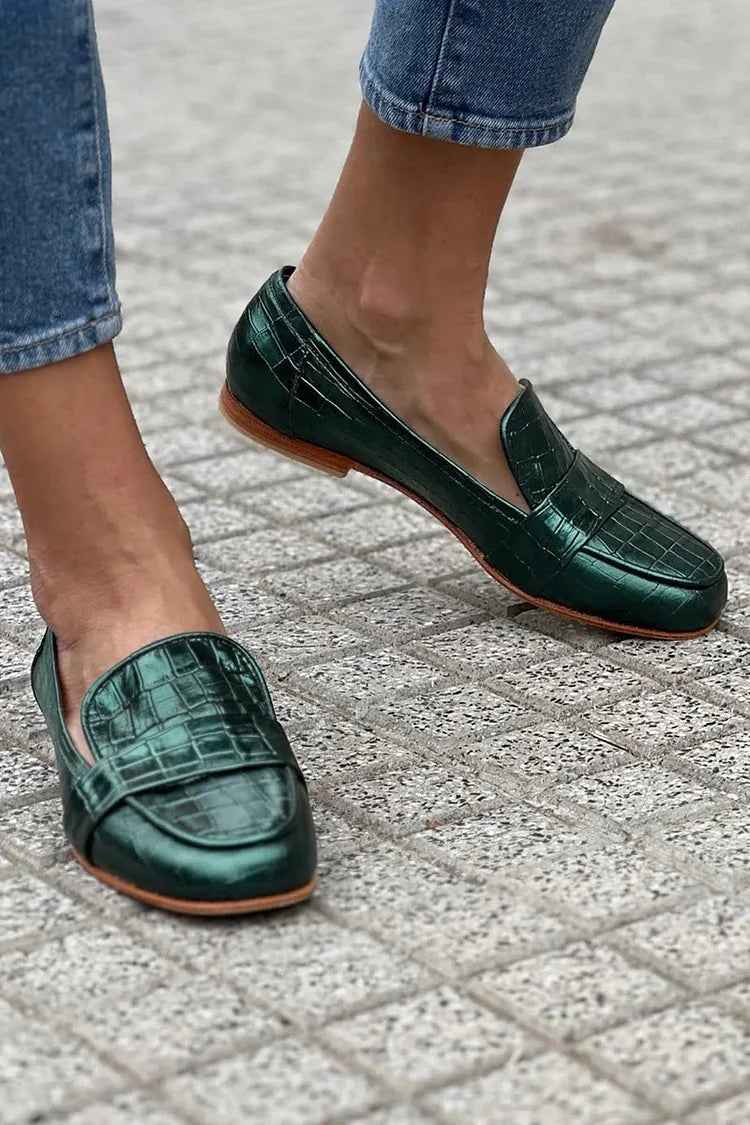 Krokodilloafer - Loafers i Krokodilmönster, Ultra-Slimmad Instegsmodell
