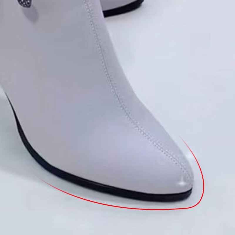 Rosette - Eleganta Spetsiga Ankle Boots med Rosettdetalj