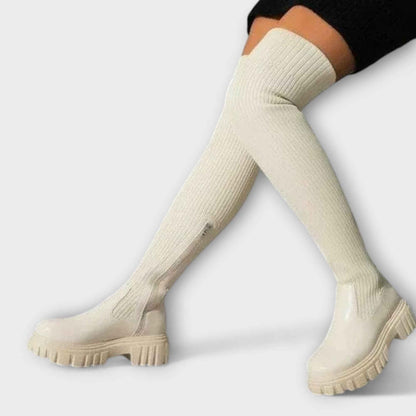 Overknee - Stilrena Overknee-Stövlar med Robust Klack