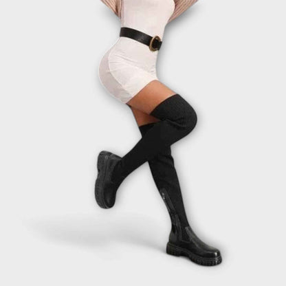 Overknee - Stilrena Overknee-Stövlar med Robust Klack