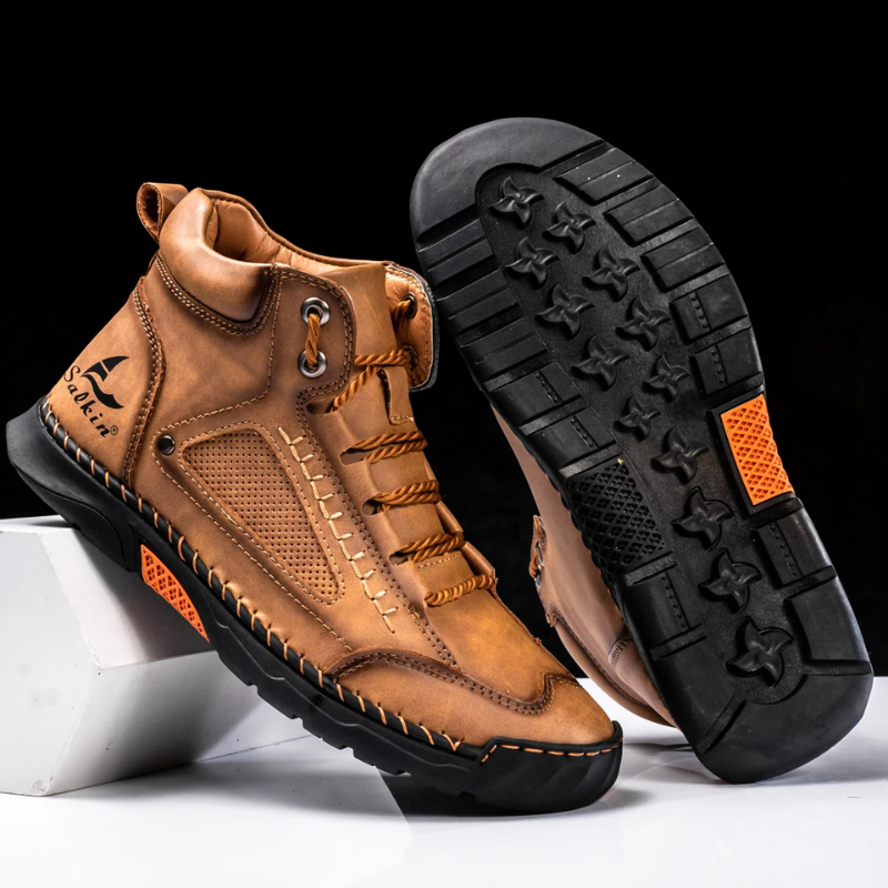Highlädersko - Avslappnade Läder-Höga Sneakers för Vardagen