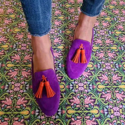Lilaloafer - Eleganta Lila Loafers med Tofskant