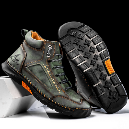 Highlädersko - Avslappnade Läder-Höga Sneakers för Vardagen