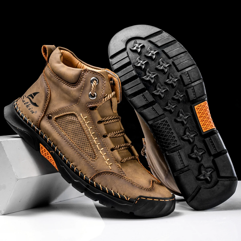 Highlädersko - Avslappnade Läder-Höga Sneakers för Vardagen