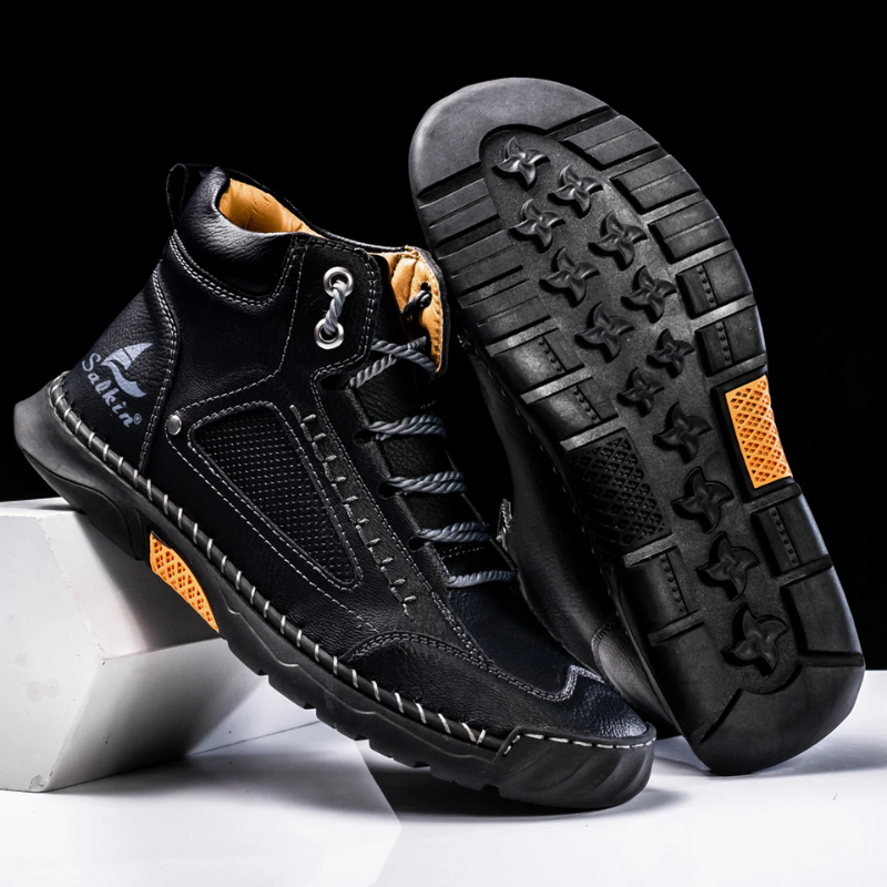 Highlädersko - Avslappnade Läder-Höga Sneakers för Vardagen