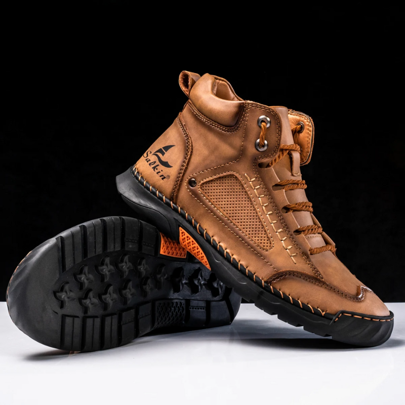 Highlädersko - Avslappnade Läder-Höga Sneakers för Vardagen