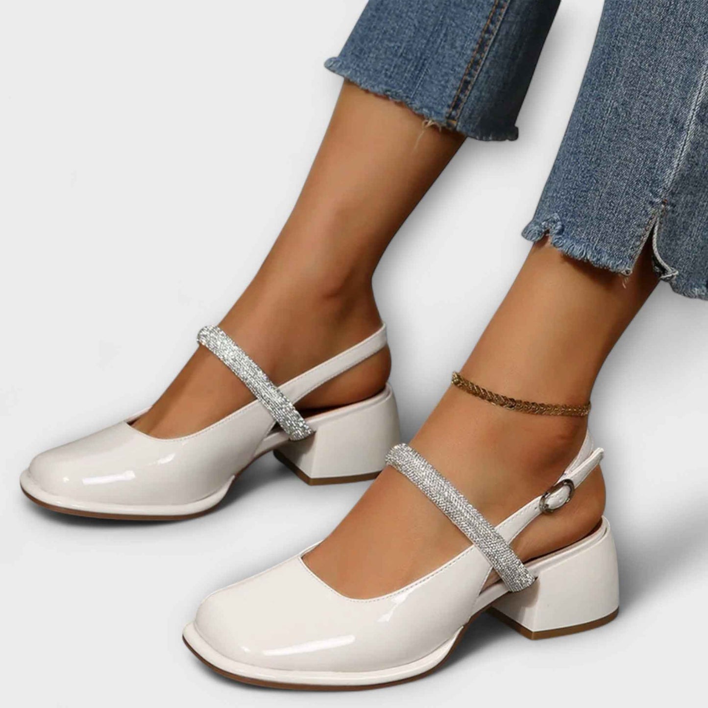Celandra - Glittrande Mary Janes med Blockklack