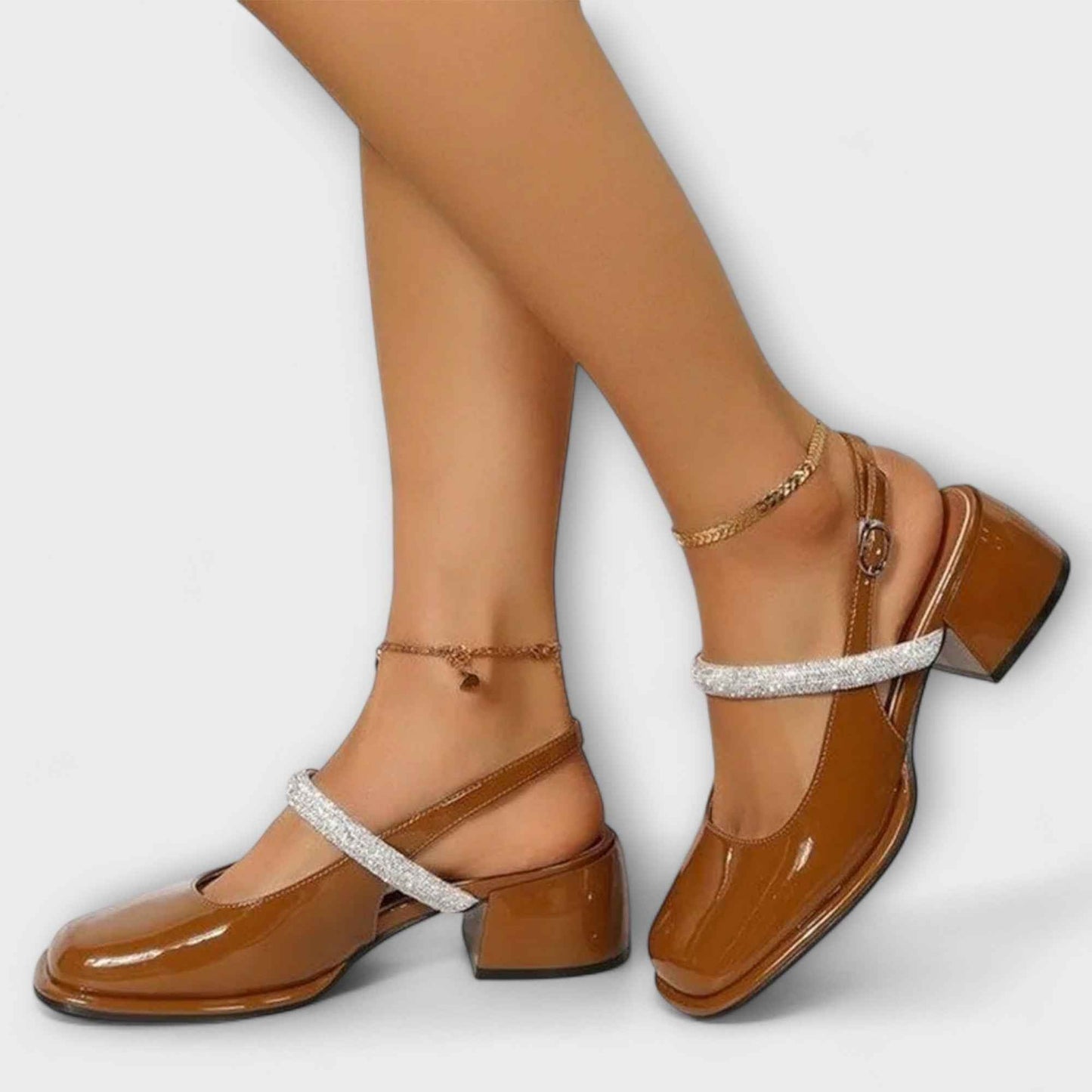 Celandra - Glittrande Mary Janes med Blockklack