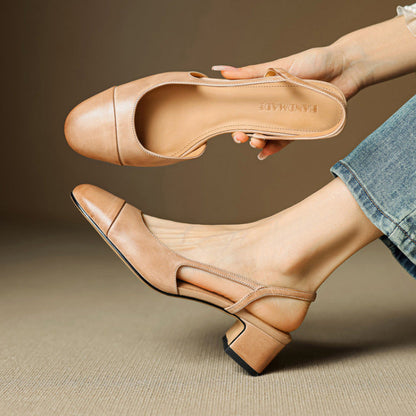 Chic äkta läder slingback-klackar