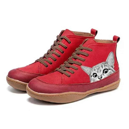 Cat - Snygga Läderstövlar med Kattmotiv