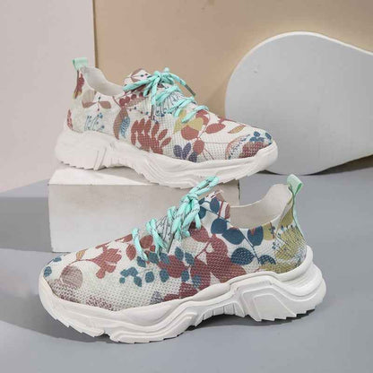 Ergomesh - Moderiktiga Avslappnade Mesh-Sneakers med Ergonomisk Sula och Blomdetaljer