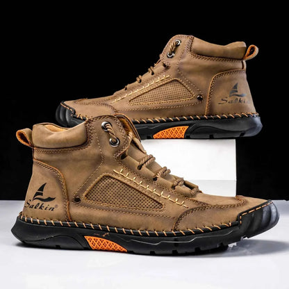 Highlädersko - Avslappnade Läder-Höga Sneakers för Vardagen