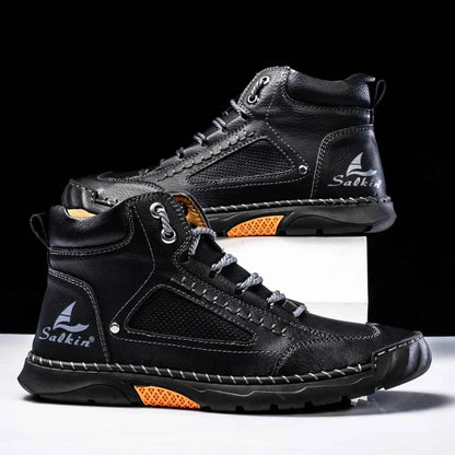 Highlädersko - Avslappnade Läder-Höga Sneakers för Vardagen