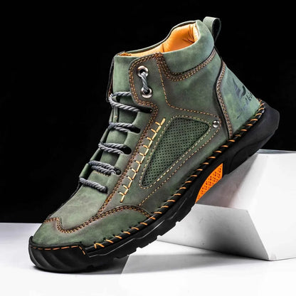 Highlädersko - Avslappnade Läder-Höga Sneakers för Vardagen