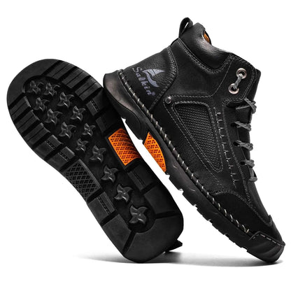 Highlädersko - Avslappnade Läder-Höga Sneakers för Vardagen
