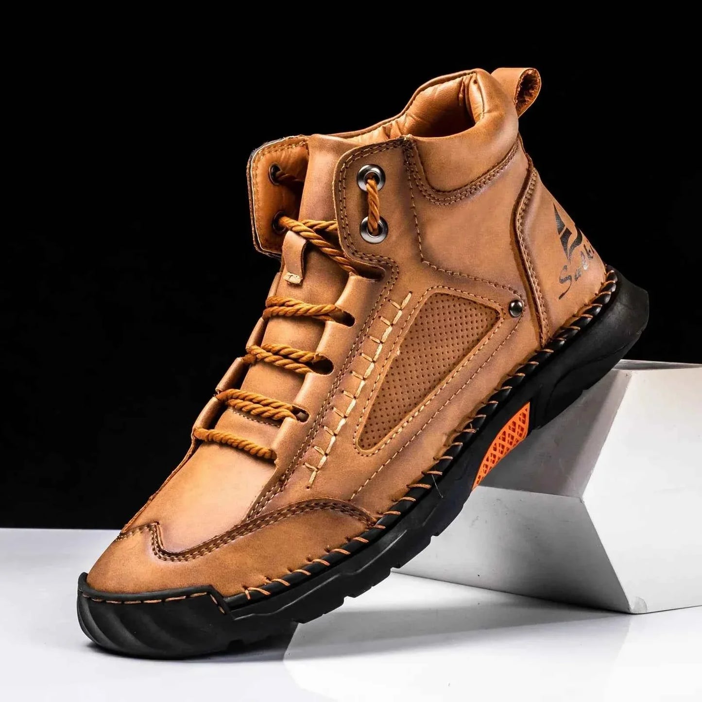 Highlädersko - Avslappnade Läder-Höga Sneakers för Vardagen