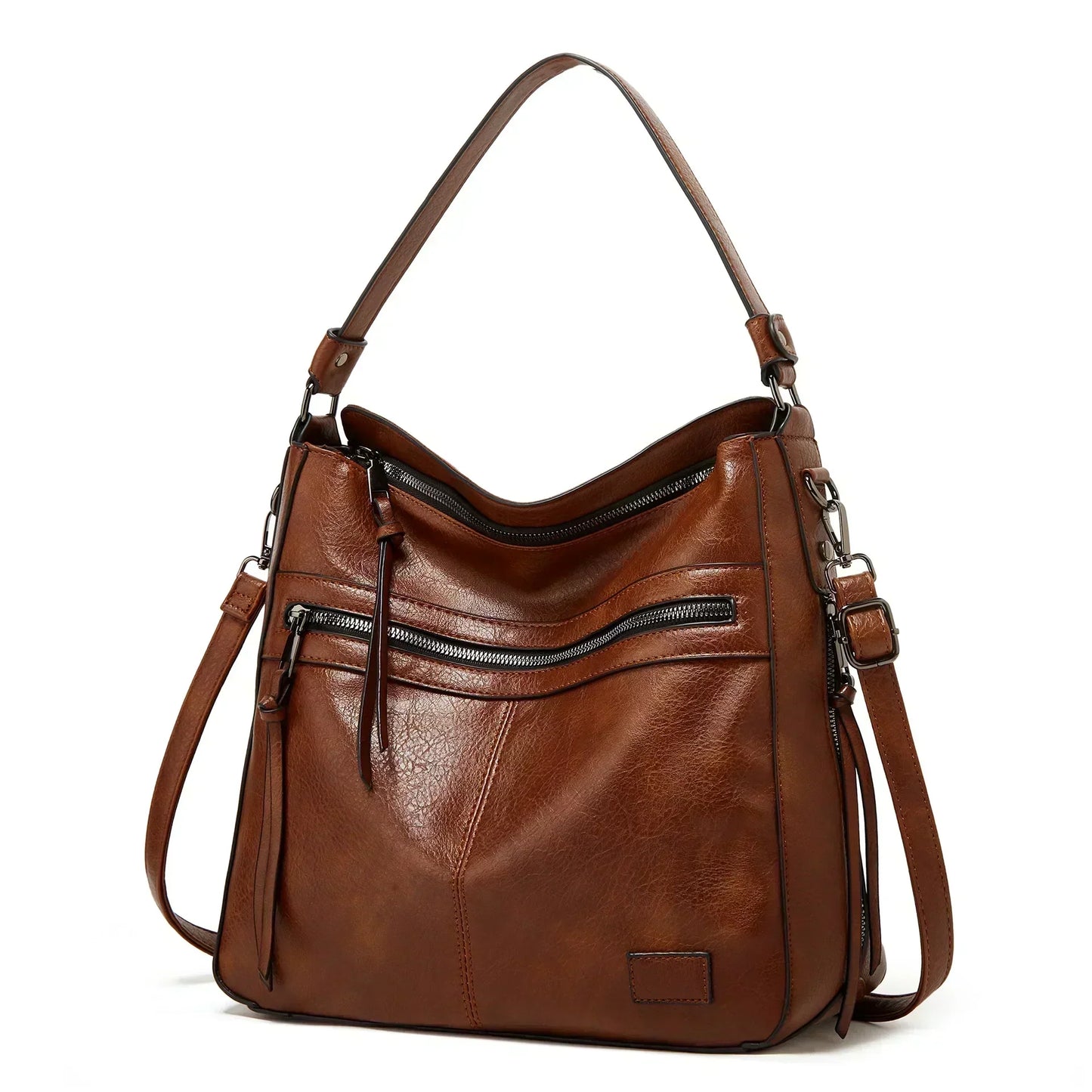 Maureen - läder slouchy hobo-väska