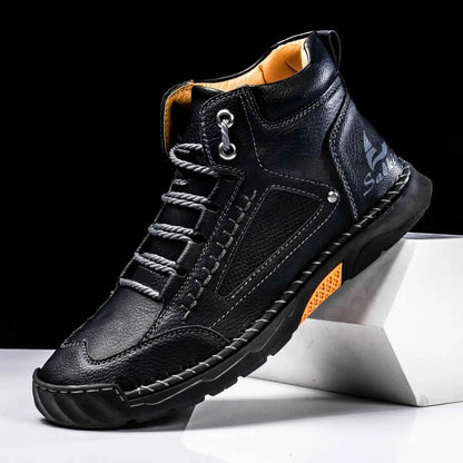 Highlädersko - Avslappnade Läder-Höga Sneakers för Vardagen