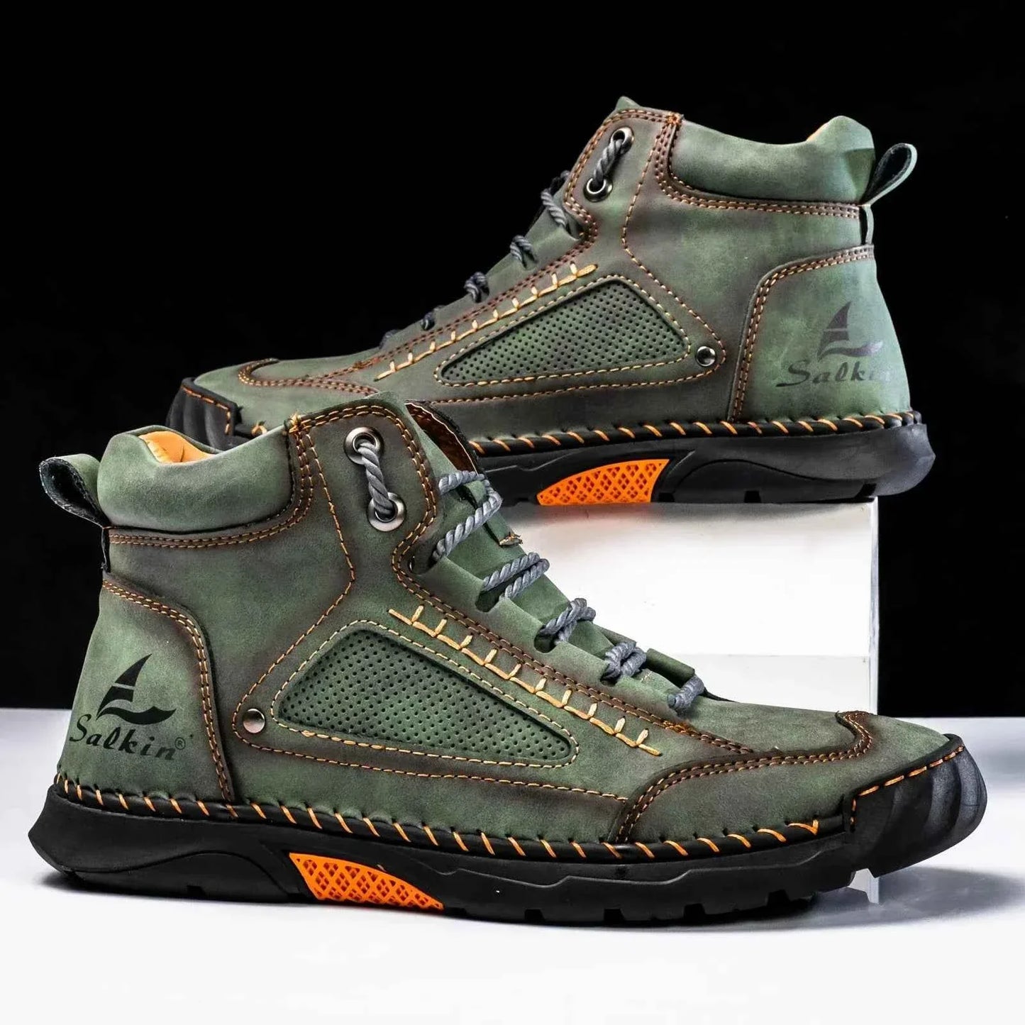 Highlädersko - Avslappnade Läder-Höga Sneakers för Vardagen