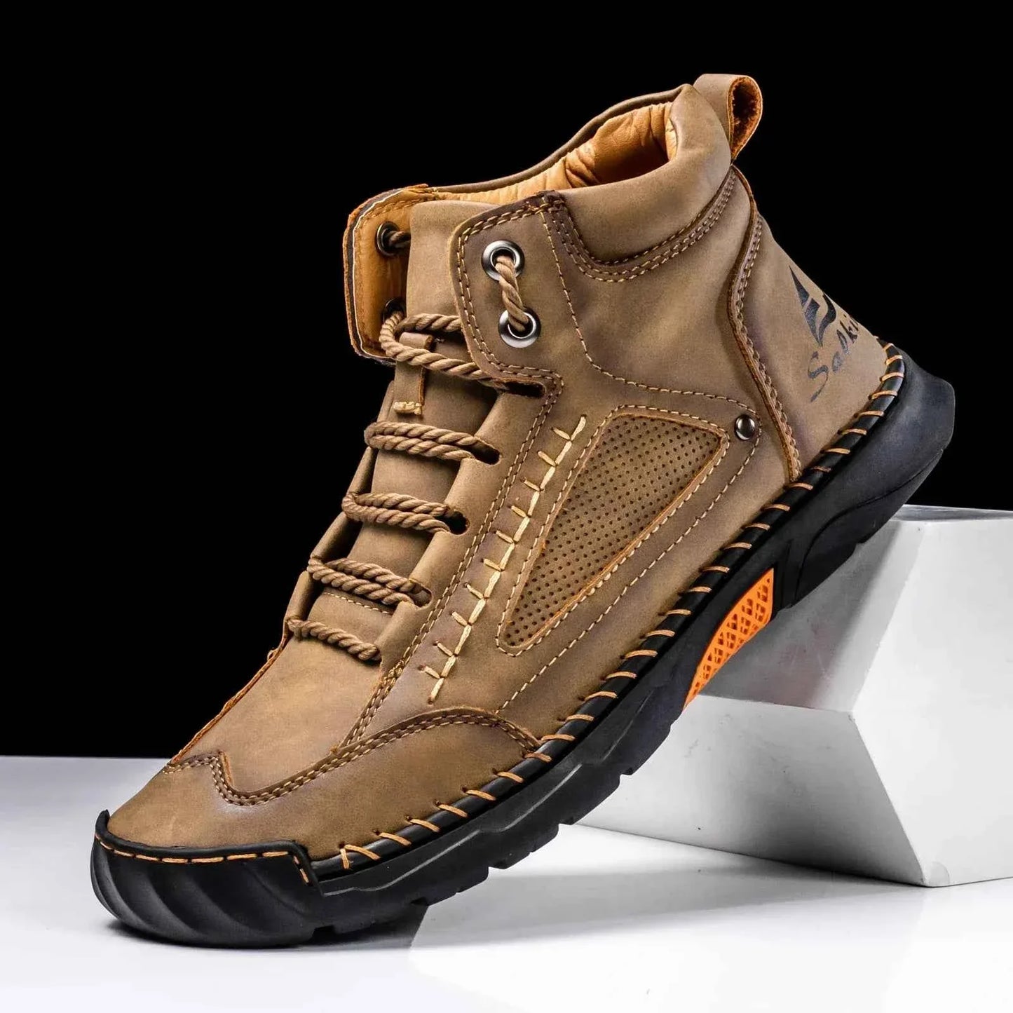 Highlädersko - Avslappnade Läder-Höga Sneakers för Vardagen