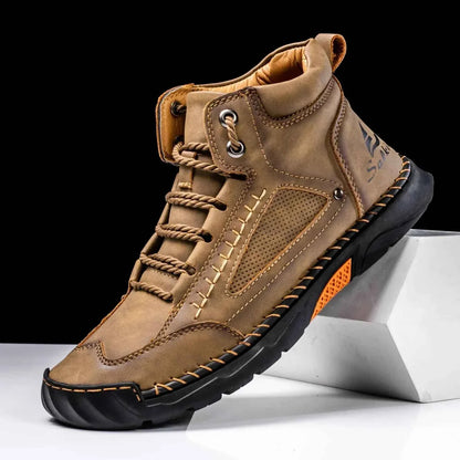Highlädersko - Avslappnade Läder-Höga Sneakers för Vardagen