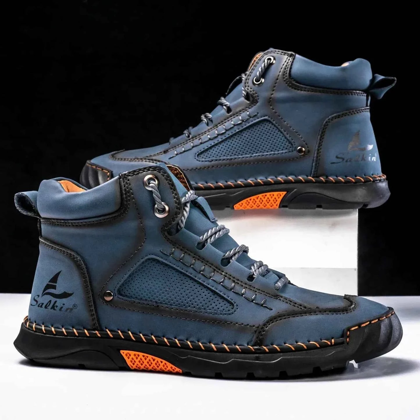 Highlädersko - Avslappnade Läder-Höga Sneakers för Vardagen
