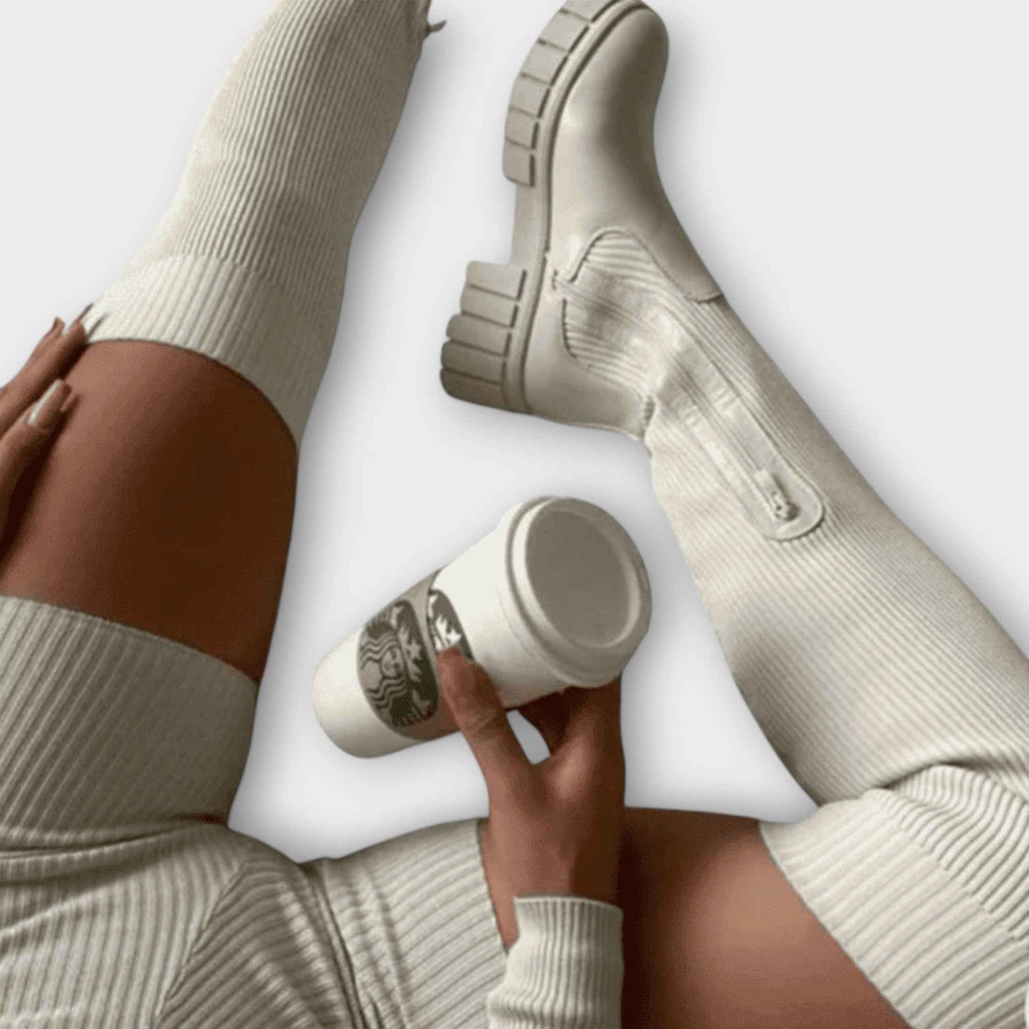 Overknee - Stilrena Overknee-Stövlar med Robust Klack
