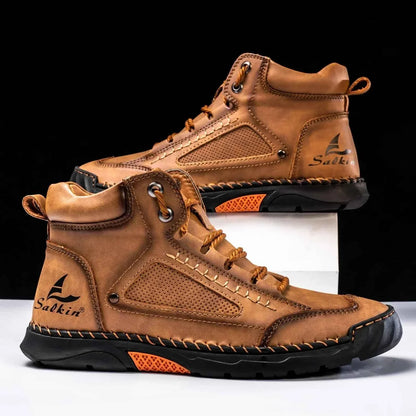 Highlädersko - Avslappnade Läder-Höga Sneakers för Vardagen