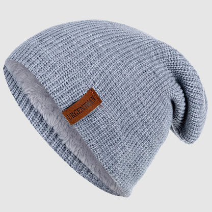Slouchy stickad mössa med fleecefoder