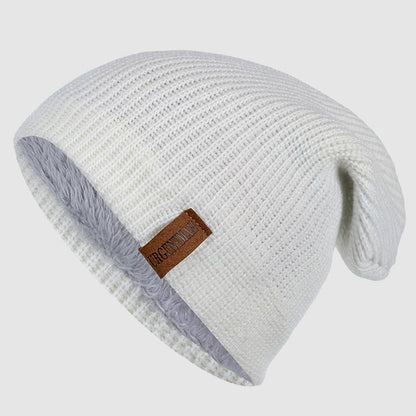 Slouchy stickad mössa med fleecefoder