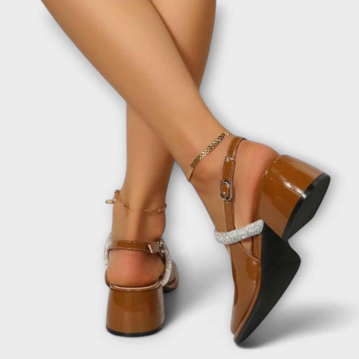 Celandra - Glittrande Mary Janes med Blockklack