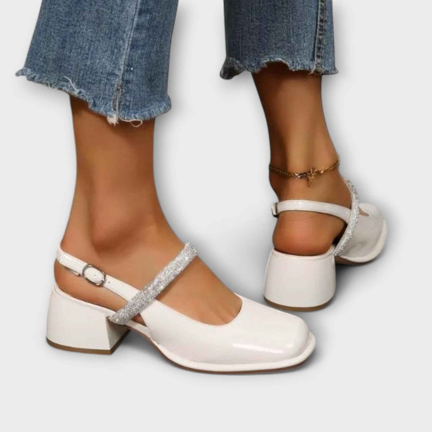 Celandra - Glittrande Mary Janes med Blockklack