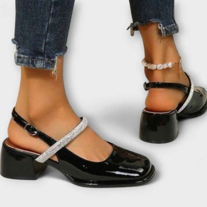 Celandra - Glittrande Mary Janes med Blockklack