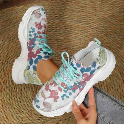 Ergomesh - Moderiktiga Avslappnade Mesh-Sneakers med Ergonomisk Sula och Blomdetaljer