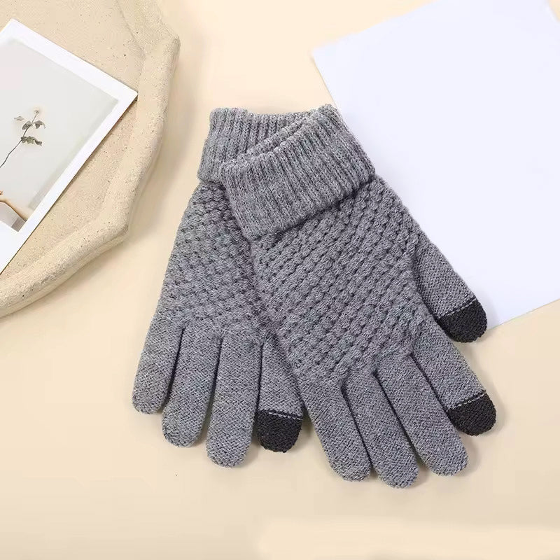 Damernas vinterstickade pekskärmsvantar