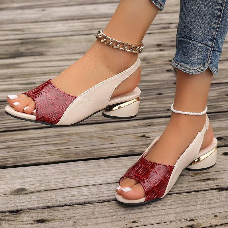 Maja - Eleganta Öppna Sandaler med Låg Blockklack