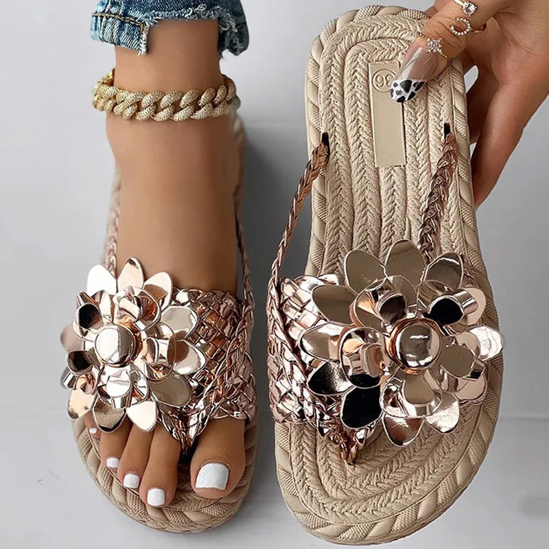 Alva - Blommiga Vävda Sandaler för Dam