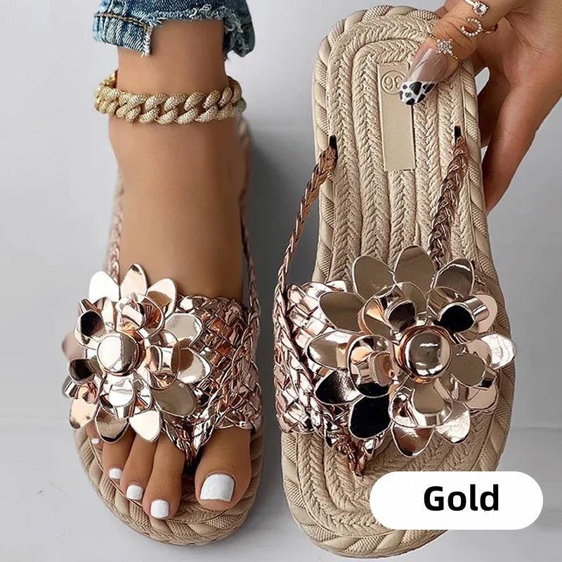 Alva - Blommiga Vävda Sandaler för Dam