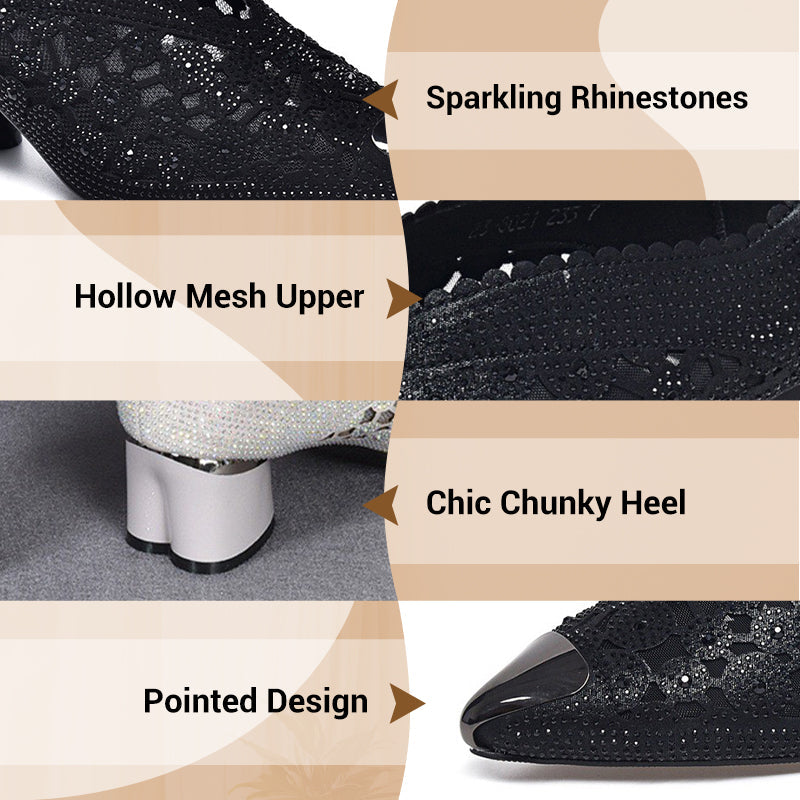 Nora - Mesh-Sandaler med Strass och Hög Klack