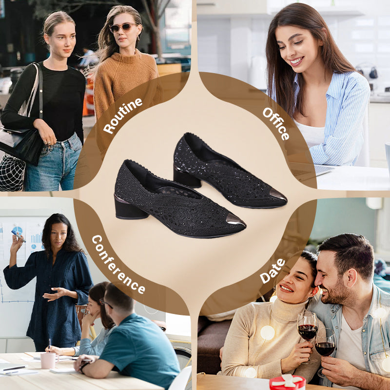 Nora - Mesh-Sandaler med Strass och Hög Klack