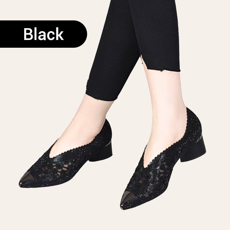 Nora - Mesh-Sandaler med Strass och Hög Klack
