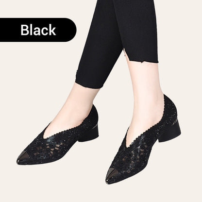 Nora - Mesh-Sandaler med Strass och Hög Klack