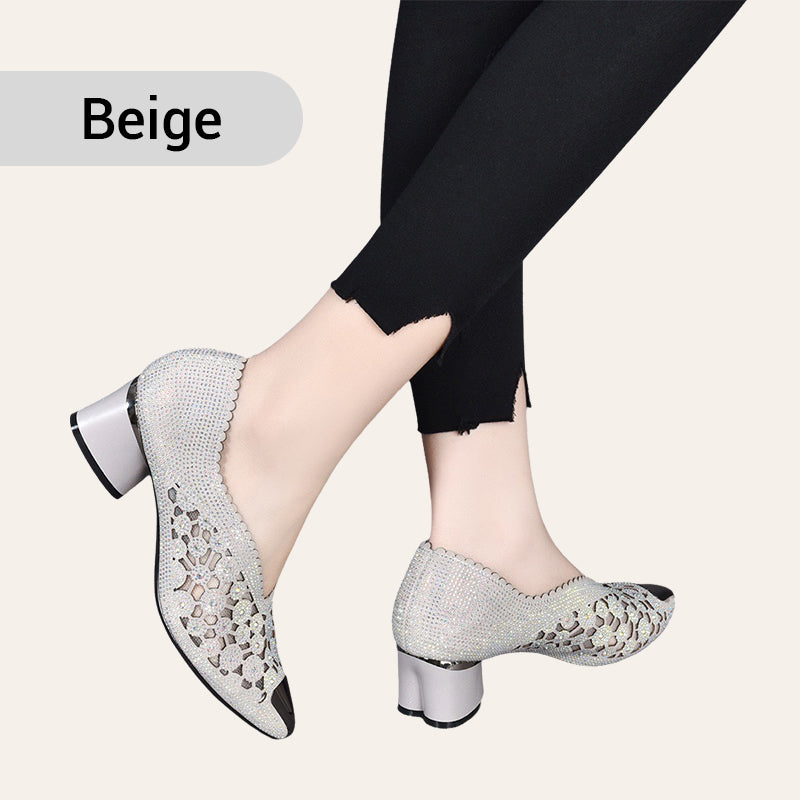 Nora - Mesh-Sandaler med Strass och Hög Klack