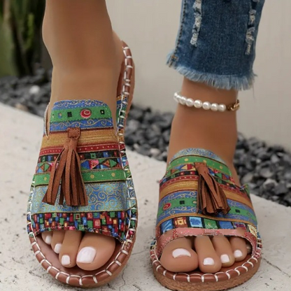 Ester - Trendiga Boho-Sandaler med Mönster för Dam