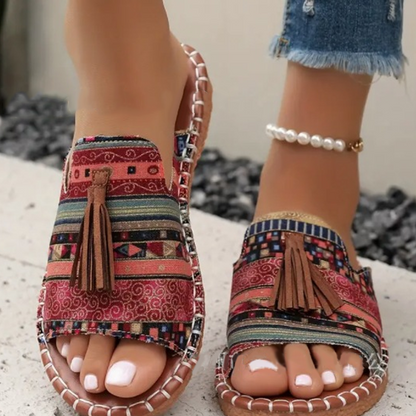 Ester - Trendiga Boho-Sandaler med Mönster för Dam