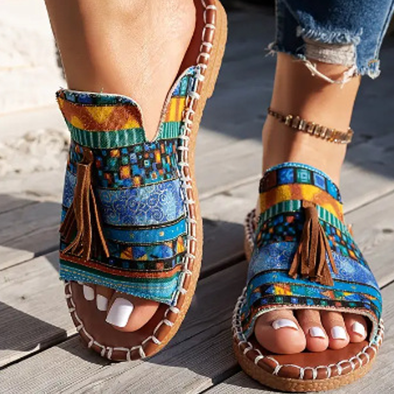 Ester - Trendiga Boho-Sandaler med Mönster för Dam