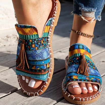 Ester - Trendiga Boho-Sandaler med Mönster för Dam